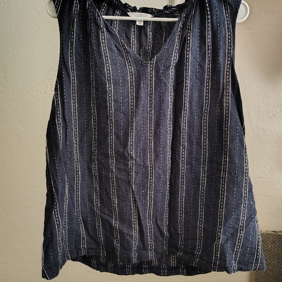 Navy Blue Striped Women's Top - Picture 4 of 9